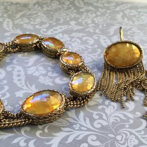 Monet Crackle Shell Fringe Bracelet & Earring Set - Natural Glamour